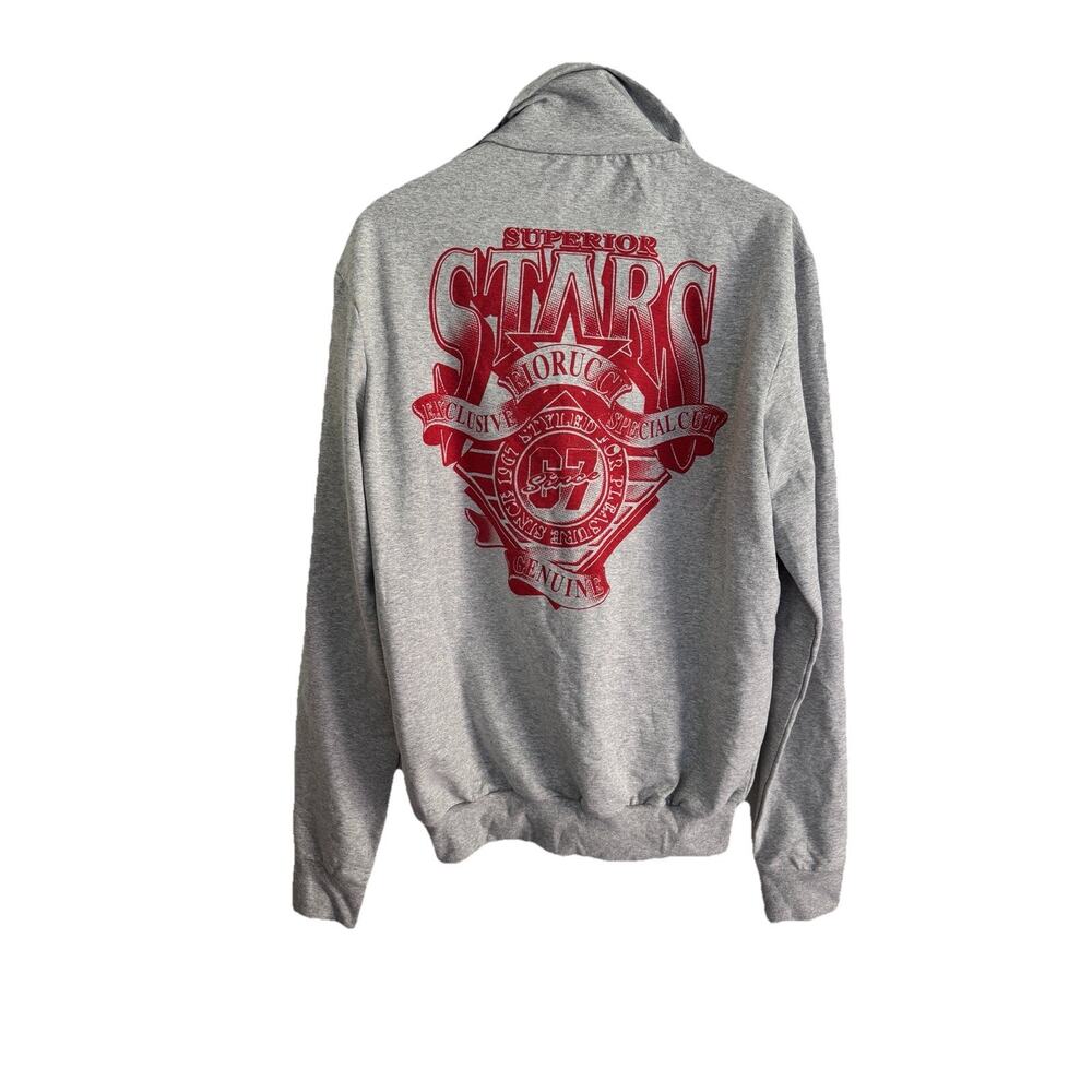 Fioruci Men's Size XXL Grey Graphic Full Zip Sweater Streetwear Italy